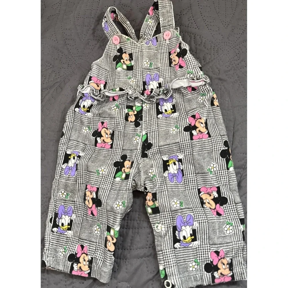 Vintage Mickey & friends Disney Characters Adorable Baby Overalls & Shirt 0-6 Mo